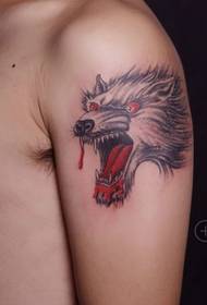 Tattoo i kokës së ujkut krah 20660 @ niveli i Zotit tatuazh 3D realist