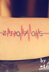 Jednostavan uzorak kardiograma tetovaže slova