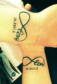 Tatuointikuvio parin käsivarteen, joka edustaa rakkauden todistusta