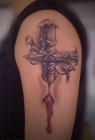 a super personality cross tattoo