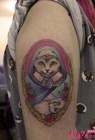 Creative cat nanny personality arm tattoo picture