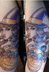 Stylish arm beautiful looking colorful girl tattoo pattern picture