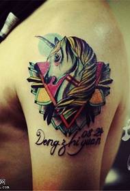 Arm colorful triangle unicorn tattoo picture
