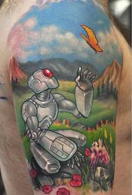 Bildo pri tatuaje de robota brako, kiu ŝatas naturon