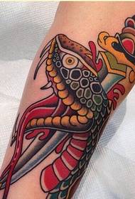 Personalized fashion arm snake dagger tattoo pattern picture
