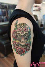 Maľované sova Creative Arm Tattoo Obrázok