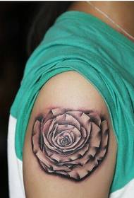 Modne kobiece ramię tylko piękny obraz tatuażu białej róży
