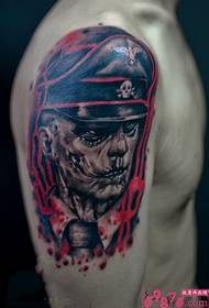 Tatuaggio con braccio prepotente nazista americano zombi