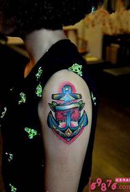 Foto tatoo Ewopeyen ak Ameriken anchor bra