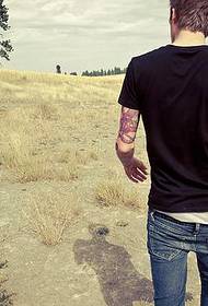 European and American men's arm color totem personality tattoo pictures