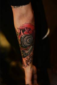 Personality snail arm tattoo picture