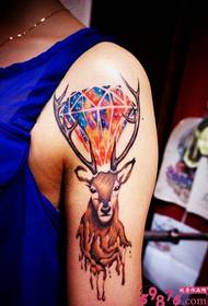 Colorful diamond elk arm tattoo picture