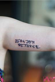 Digital coordinate tattoo picture on the inside of the arm