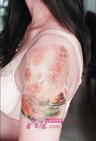 Gambar tato pola lengan gaya Cina yang indah