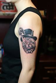 Gambar tato personaliti lengan kucing detektif