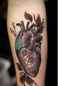 Immagine del modello del tatuaggio del cuore di schizzo del nero grigio di modo del braccio di personalità