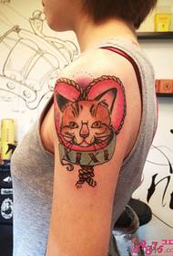 Imagens de tatuagem de braço de gato bonito dos desenhos animados