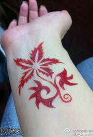 Mysterious bright red maple tattoo pattern