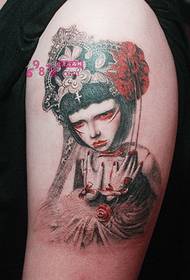 Retro cartoon red lips beauty arm tattoo picture