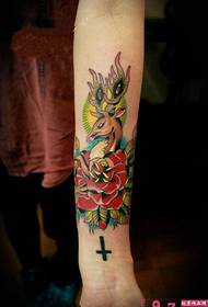 Színes virág elk divat kar tetoválás kép