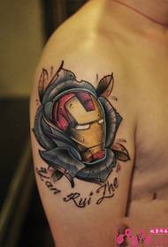 Rose Iron Man Maskara beso tatuaje argazkia