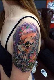 Persoonallisuus nainen käsivarsi kaunis näköinen värikäs koiran tatuointi kuva