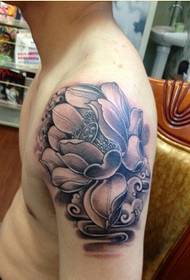 Personalidad moda brazo negro gris loto tatuaje patrón foto