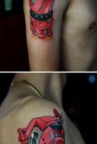 Arrogáns vörös kiskutya tetoválás minta