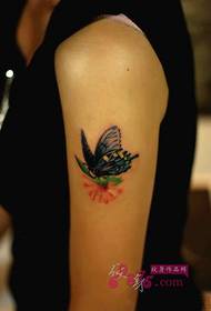 Color butterfly arm tattoo picture