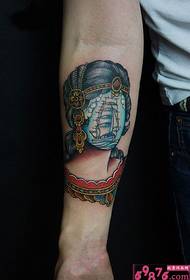Heavy taste sailing beauty arm tattoo picture
