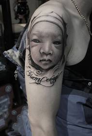 Personality baby portrait arm tattoo picture