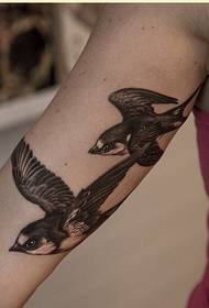 Fashion female arm personality double flying swallow tattoo pattern picture