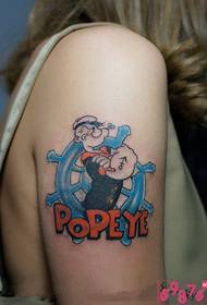 Tatuaje de brazo con debuxos animados de Popeye