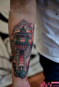 Creative painted beacon art arm tattoo picture