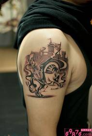 Immagini del tatuaggio del braccio del cavaliere di battaglia europeo e americano