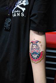 Personality alternative clown arm tattoo picture