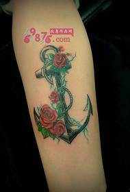 Rose ankerarm tattoo-ôfbylding