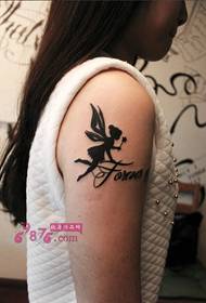 Κορίτσι βραχίονα λουλούδι νεράιδα τατουάζ εικόνα