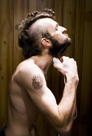Personality boy tiger head arm tattoo picture