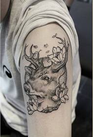 Stylová paže dobře vypadající černé popel antilopy tetování vzor doporučený obrázek