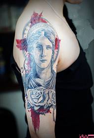 歐美美女肖像手臂紋身圖片