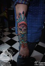 მკლავის ფერი ღმერთის თვალის owl tattoo ნიმუში