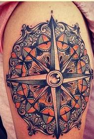 Fesyen lengan betina cantik warna-warni gambar tatu kompas vanila