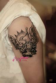 Personalidade, amor, ás, tatuaxe de brazo, foto