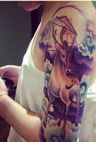 Personality female arm good looking colorful starry antelope tattoo picture