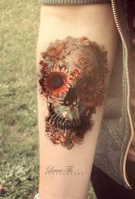 Beautiful flower skull personalized arm tattoo pictures