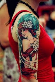 Dziewczyna ramię sexy piękna kobieta tatuaż wzór obrazu