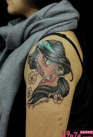 Gambar tato hitam indah kepala putri lengan