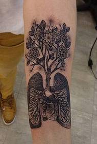Слика личне руке, добро изгледајуће узорковање тетоважа срчаног дрвета