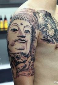 Domineering Buddha head tattoo patroon